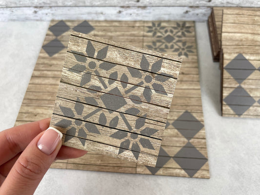 Puppenhausboden, Miniaturfliesen im Maßstab 1:12, Puppenhauszubehör, rustikaler Bodenbelag, Terrassenboden, 9er-Set, Außenboden, 32_34