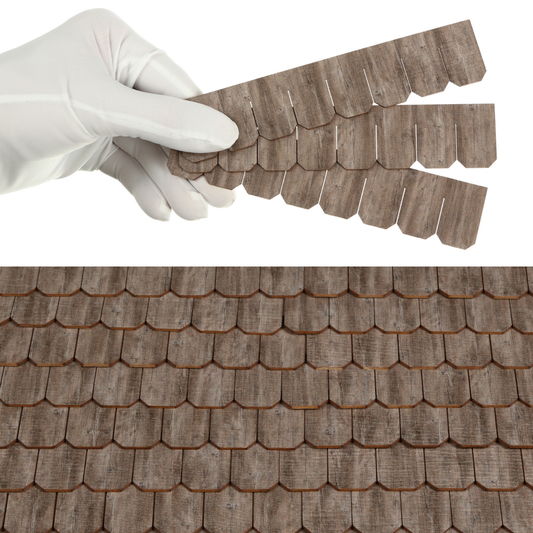 Wooden Roof Shingle Strips for 1:12 Scale Dollhouse Roof