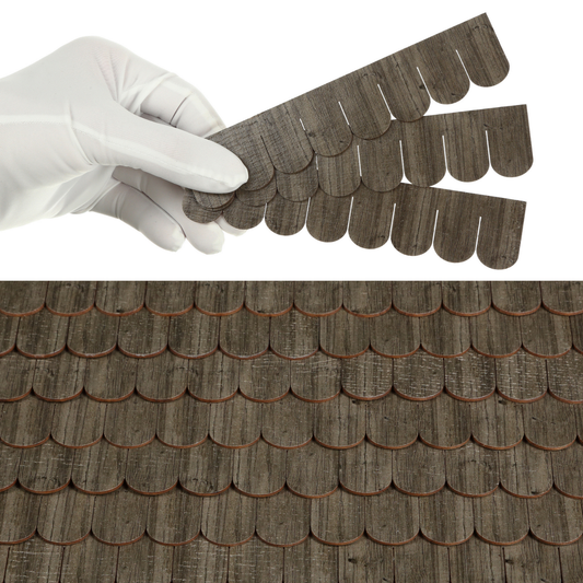 Wooden Roof Shingle Strips for 1:12 Scale Dollhouse Roof