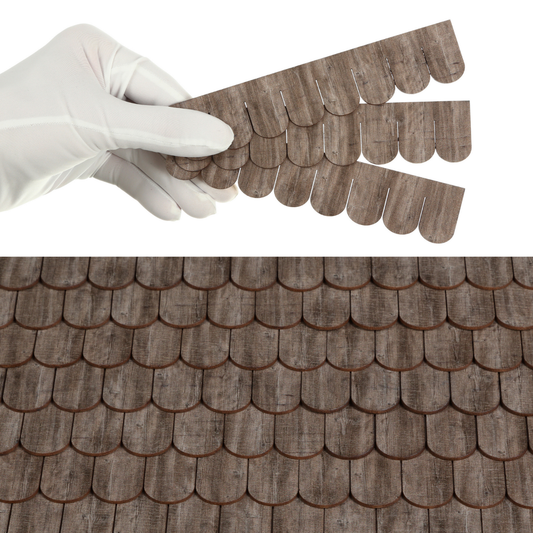 Wooden Roof Shingle Strips for 1:12 Scale Dollhouse Roof