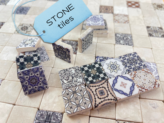 Stone tiles for use in art projects, Dollhouse flooring, Tiles for Modeling, scale 1:12 or 1:24