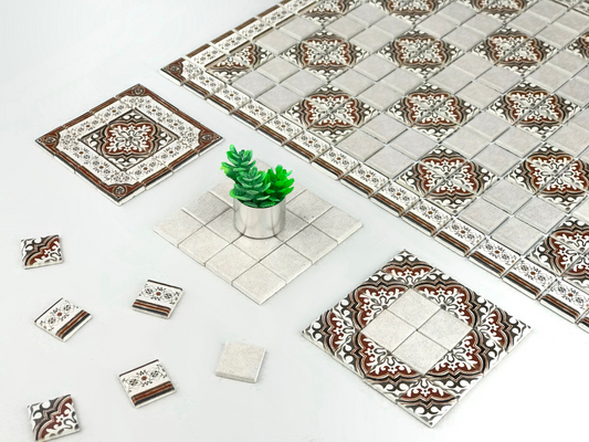 Dollhouse Tile Flooring - Small Square Tiles for Realistic Miniature Floors, 1:12 Scale Dollhouse wall decor