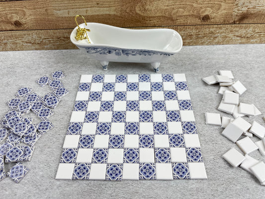 Dollhouse Tile Flooring - Small Square Tiles for Realistic Miniature Floors, 1:12 Scale Dollhouse wall decor