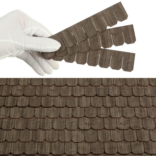 Wooden Roof Shingle Strips for 1:12 Scale Dollhouse Roof