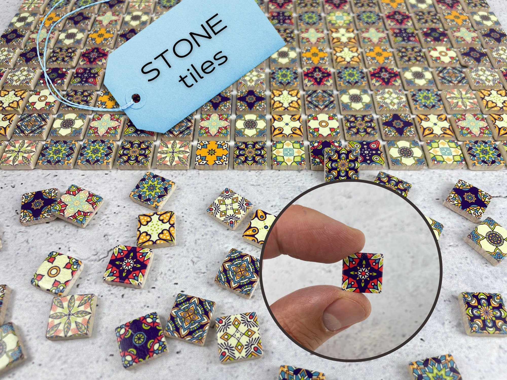 Tile Stone Mini Small stone tiles for use in art projects, Dollhouse flooring, Mosaic ...