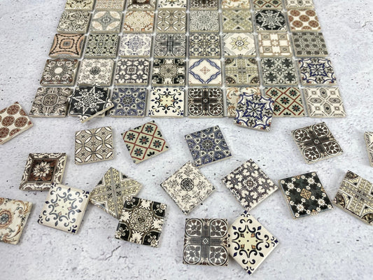 1:12 Scale Miniature Ceramic Tiles for Realistic Dollhouse Flooring, Wall Mosaics, and Crafts Tile Coasters