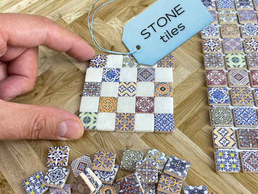 Small stone tiles for use in art projects, Dollhouse flooring, Mosaic tiles for mirror, Craft kit supplies