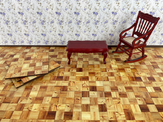 1:12 Scale Miniature Parquet Floor Tiles - Dollhouse Flooring and Accessories