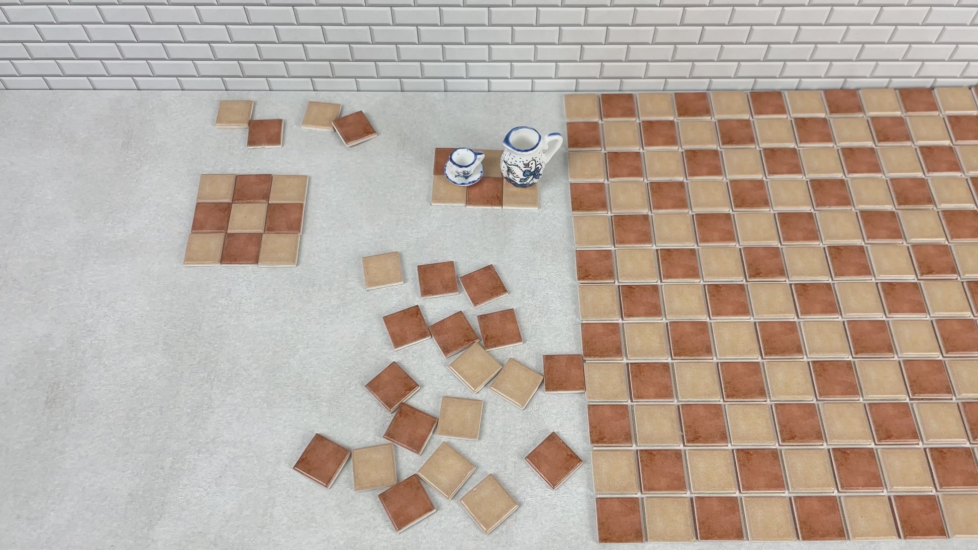 Dollhouse Tile Flooring - Small Square Tiles for Realistic Miniature Floors, 1:12 Scale Dollhouse wall decor