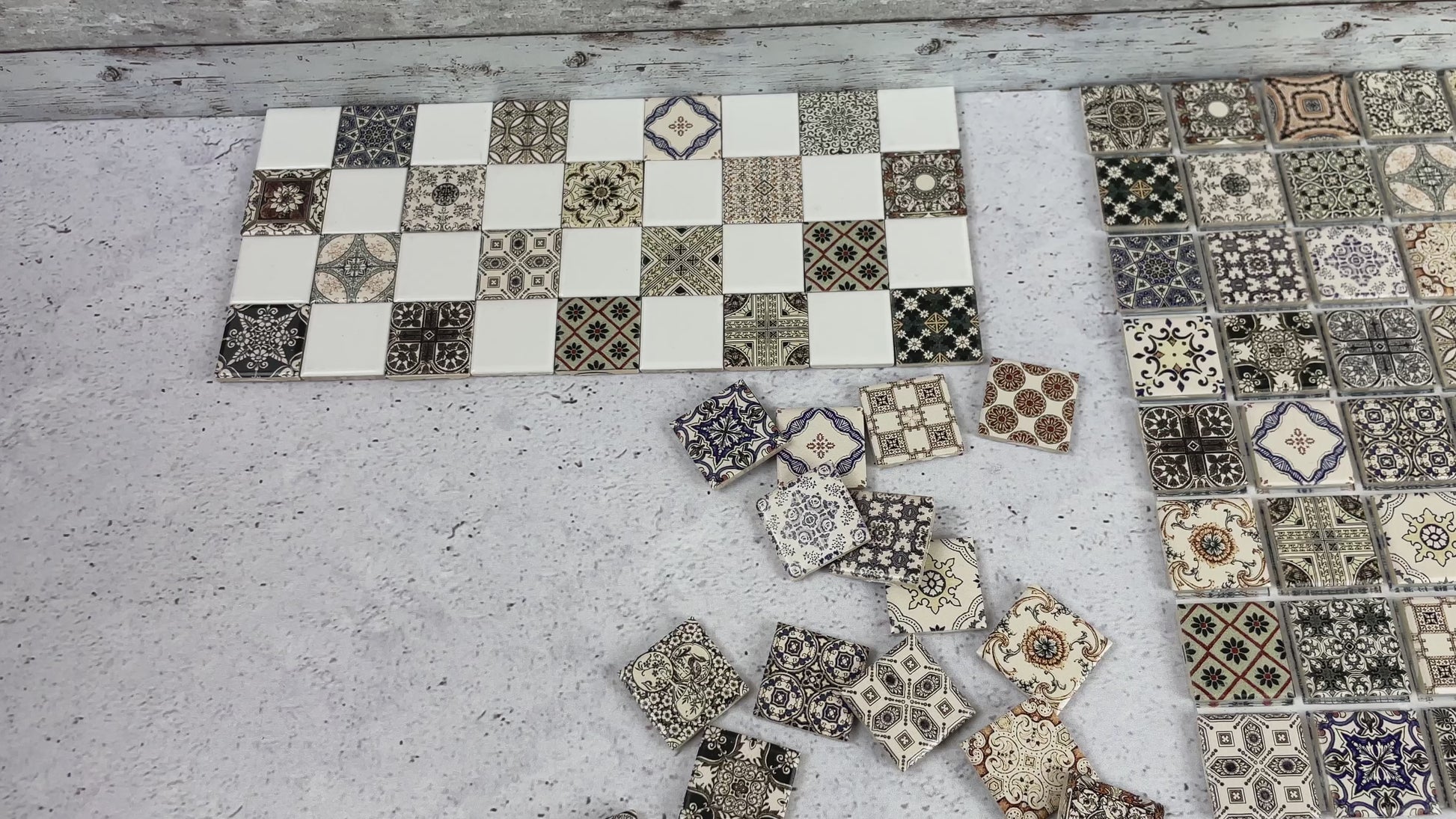 REDUCIO Miniature Ceramic Mosaic Tiles - Set Of 90 For 1:12 Scale Dollhouse Floors & Walls